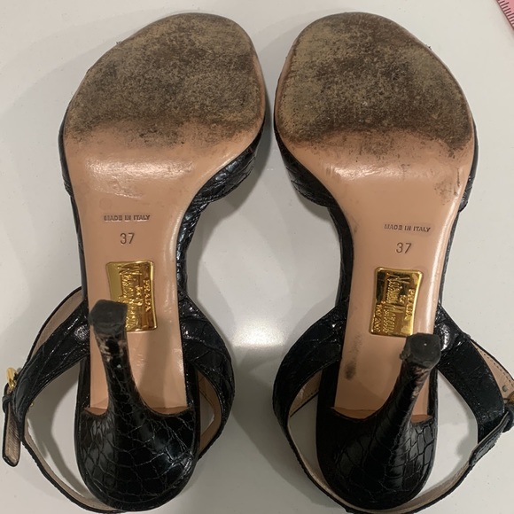 Prada by Neiman Marcus Black Leathee Strappy Heels - Picture 5 of 6